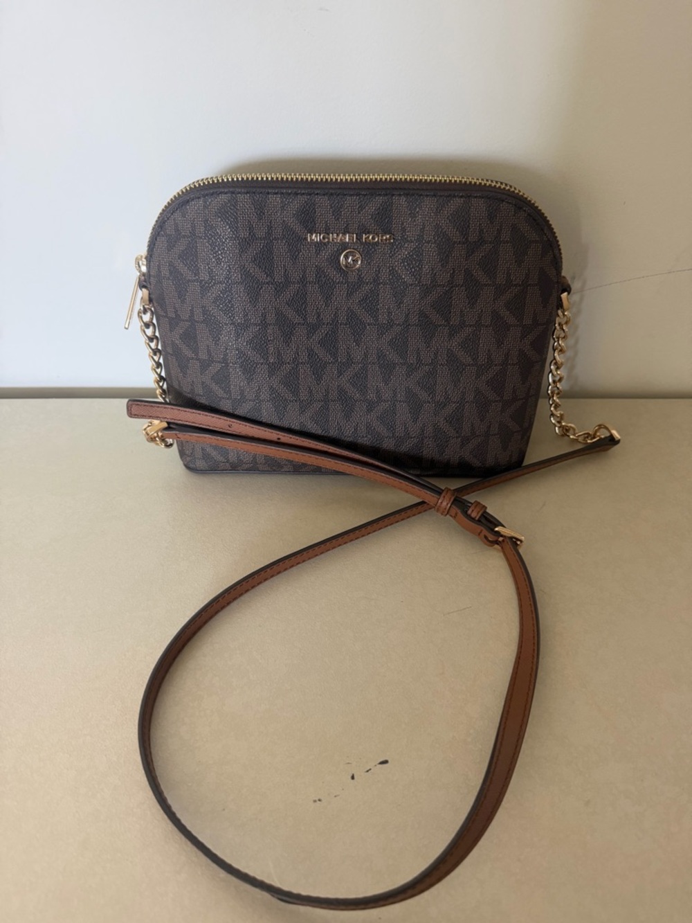 Michael Kors Cindy Signature Logo Dome Crossbody Bag